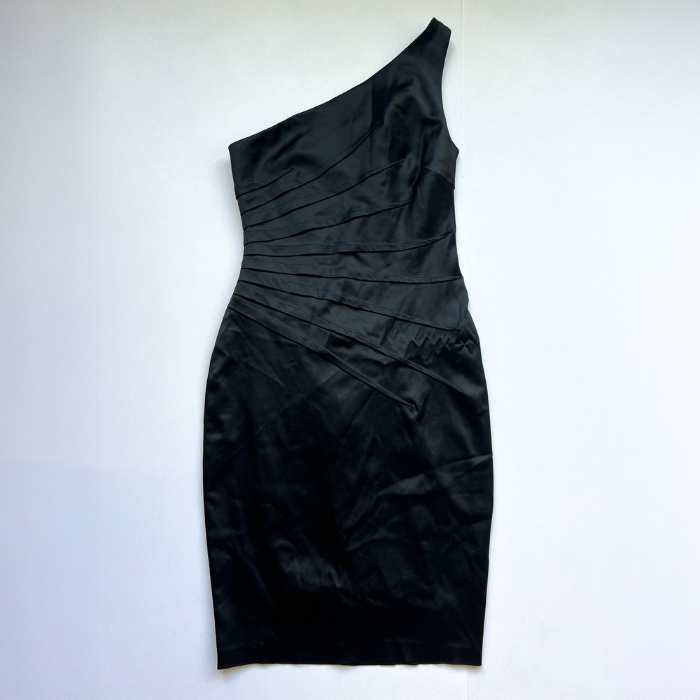 Y2K Cache Black One Shoulder Satin Formal Dress